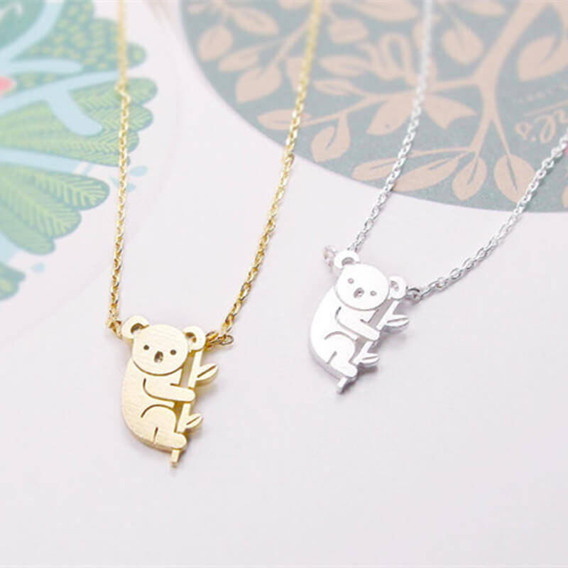 Sterling Silver with Yellow Gold Plated Koala Pendant Necklace-3