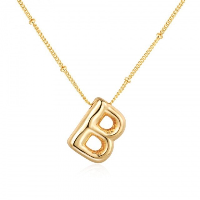 Sterling Silver with Yellow Gold Plated Letters Pendant Necklace with Initial Letter B-1