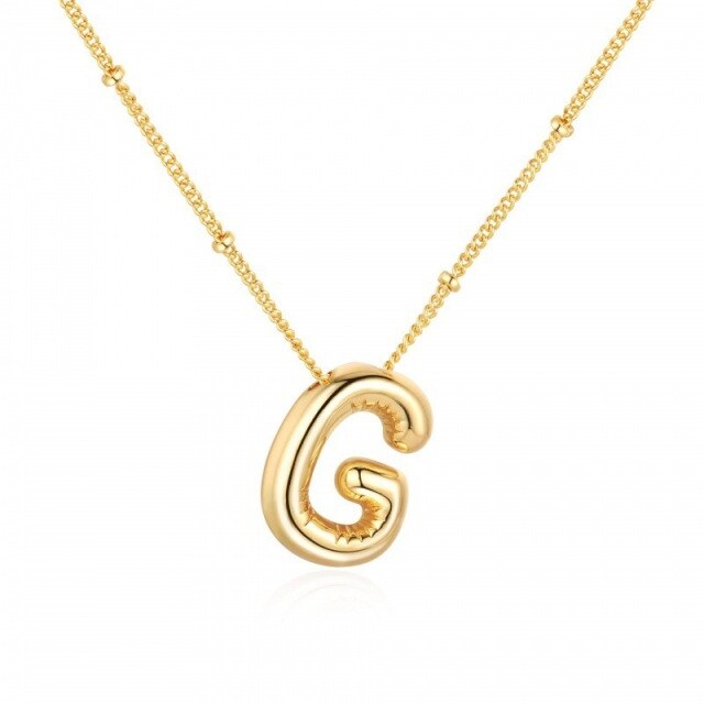 Sterling Silver with Yellow Gold Plated Letters Pendant Necklace with Initial Letter G-1