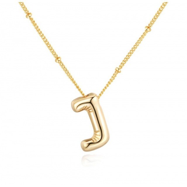 Sterling Silver with Yellow Gold Plated Letters Pendant Necklace with Initial Letter J-1