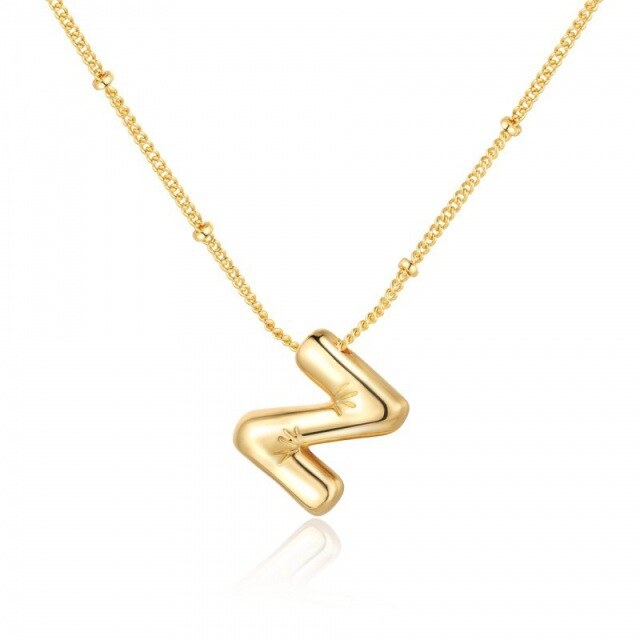 Sterling Silver with Yellow Gold Plated Letters Pendant Necklace with Initial Letter Z-1