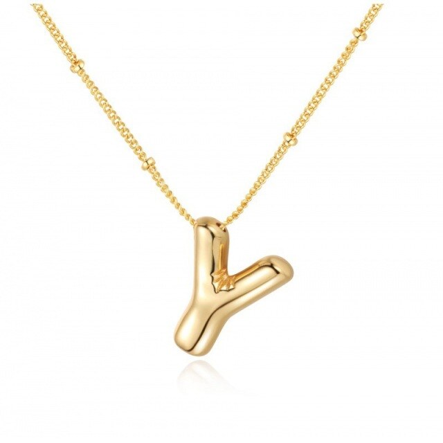 Sterling zilveren ketting met geelgouden vergulde letters en hanger met beginletter Y-1