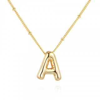 Sterling Silver with Yellow Gold Plated Letters Pendant Necklace-40