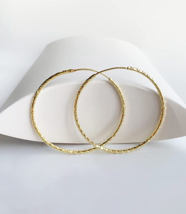 Sterling Silver Yellow Gold Plated Lightweight Dangle Dainty Hoop Earrings-2