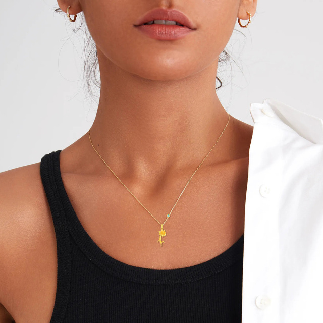 Collana con ciondolo a forma di giunchiglia in argento 925 e placcata oro giallo con pietr-2