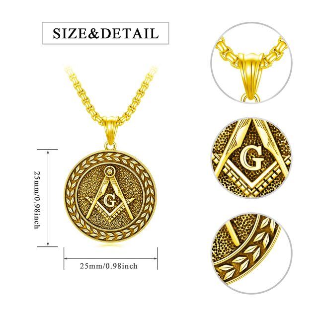 Sterling Silver with Yellow Gold Plated Masonic Symbol Coin Pendant Necklace for Men-6