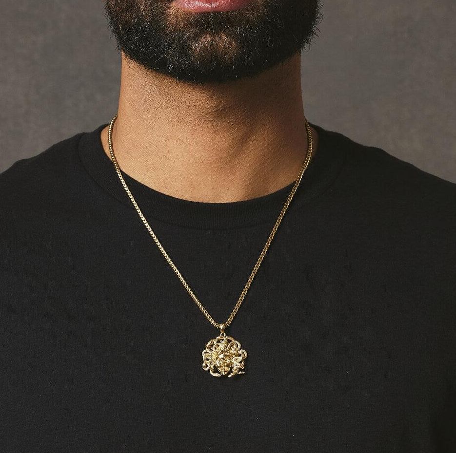Sterling Silver with Yellow Gold Plated Medusa Pendant Charms-2