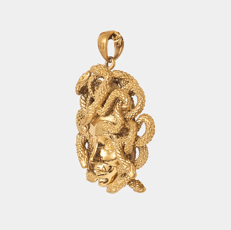 Sterling Silver with Yellow Gold Plated Medusa Pendant Charms-3