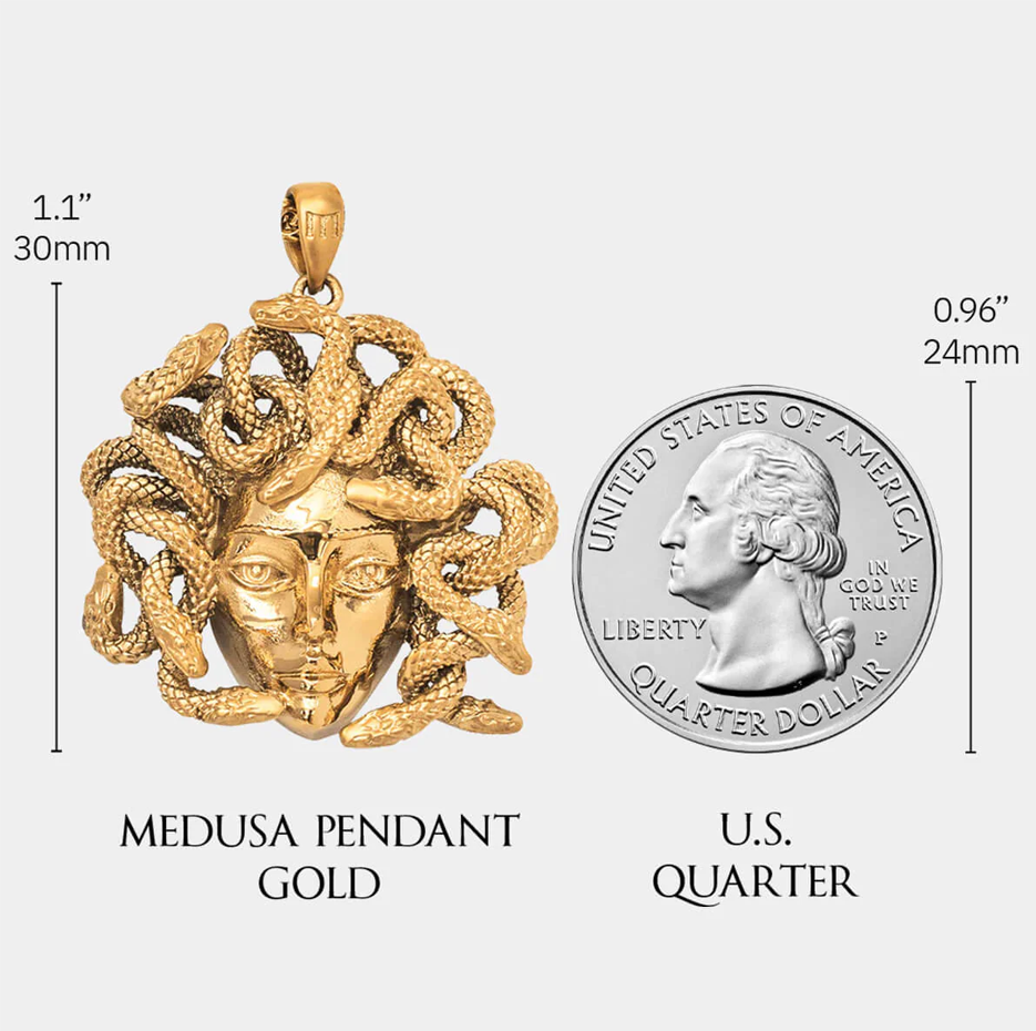 Sterling Silver with Yellow Gold Plated Medusa Pendant Charms-4
