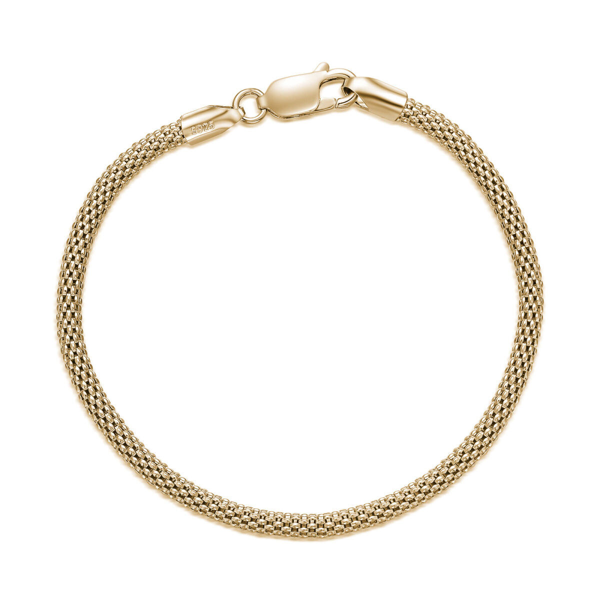 Sterling Silver with Yellow Gold Plated Mesh Chain Bracelet-1