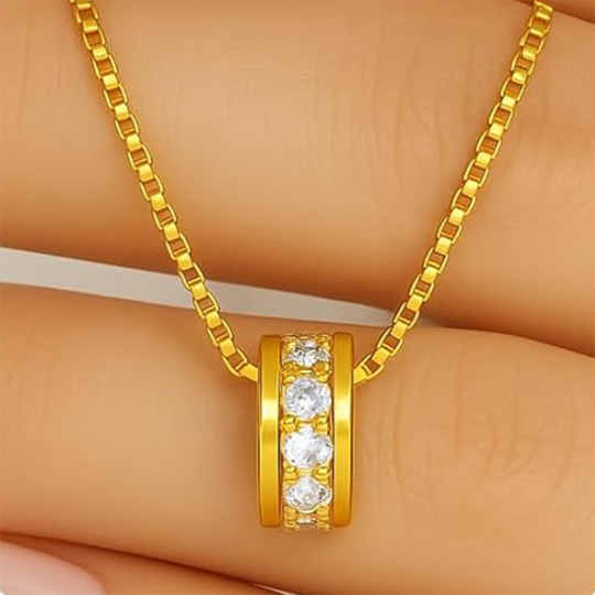 Sterling Silver with Yellow Gold Plated Moissanite Circle Pendant Necklace