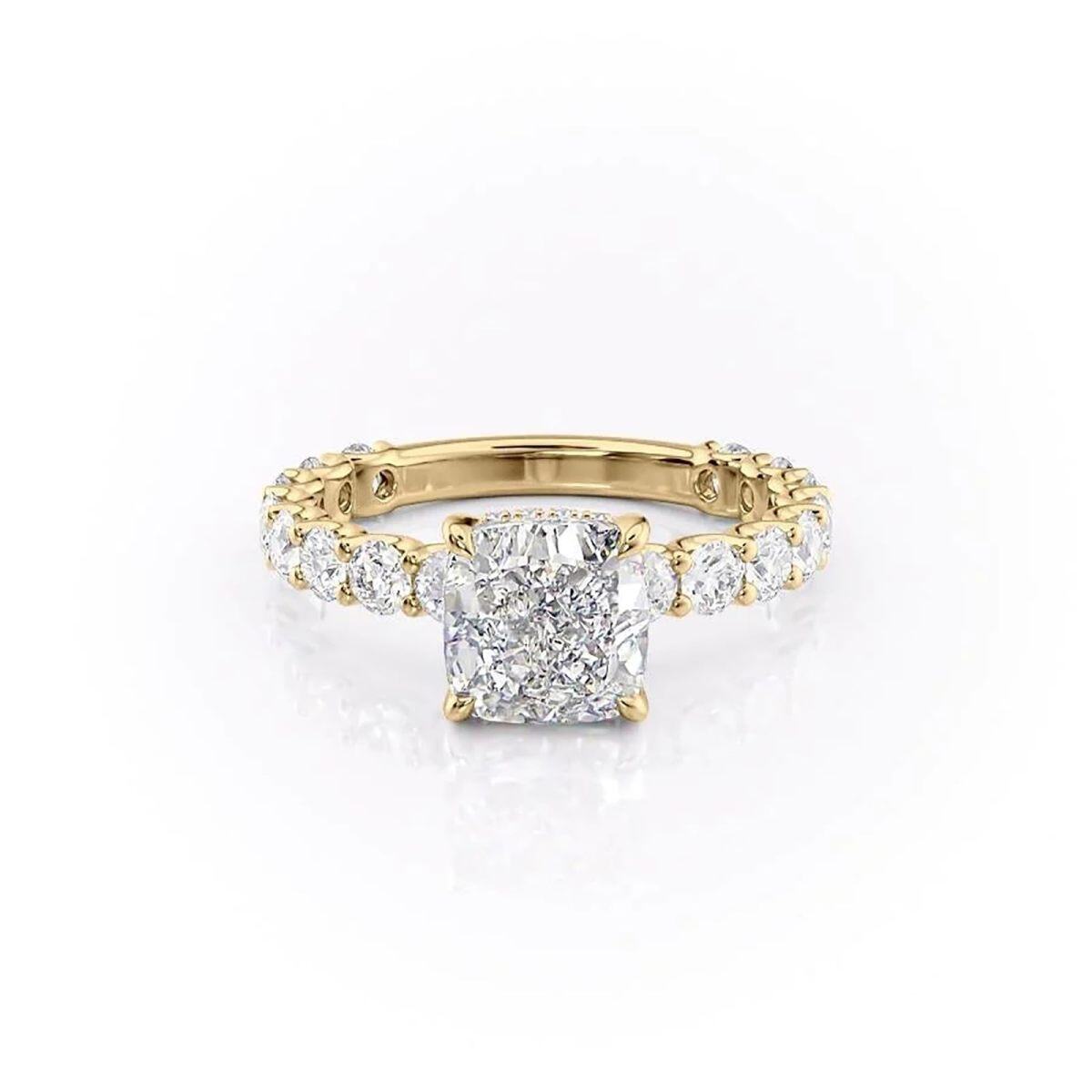 Sterling Silver with Yellow Gold Plated Moissanite Engagement Ring-1