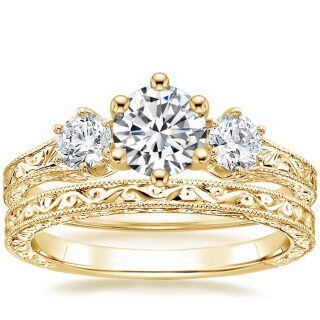 Sterling Silver with Yellow Gold Plated Moissanite Engagement Ring-4