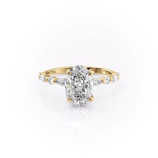 Anel de moissanite banhado a ouro amarelo e prata esterlina