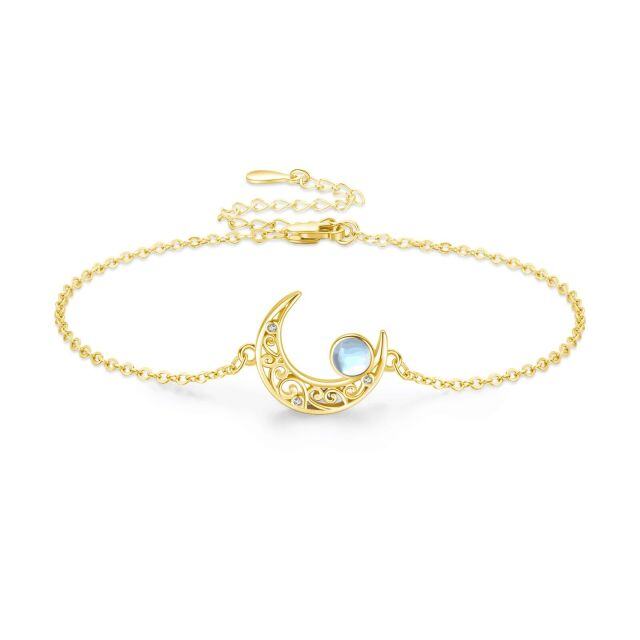 Pulseira feminina de prata esterlina com pingente de lua celta banhada a ouro amarelo-1