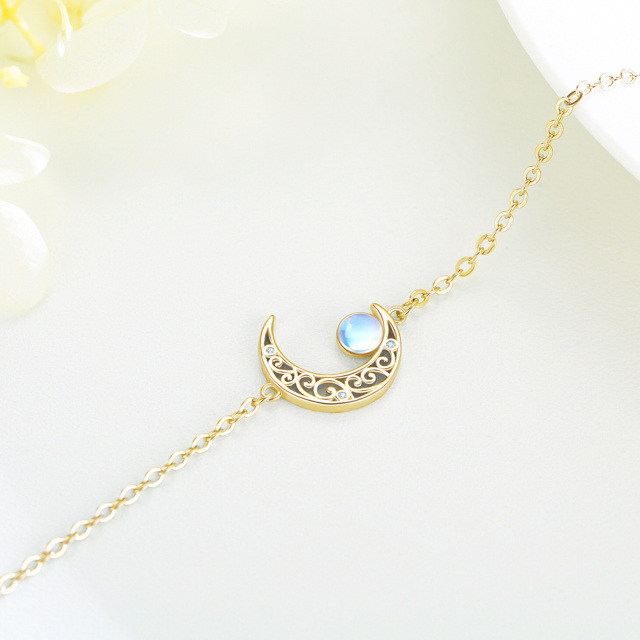 Sterling Silver with Yellow Gold Plated Moonstone Celtic Moon Pendant Bracelet for Women-4