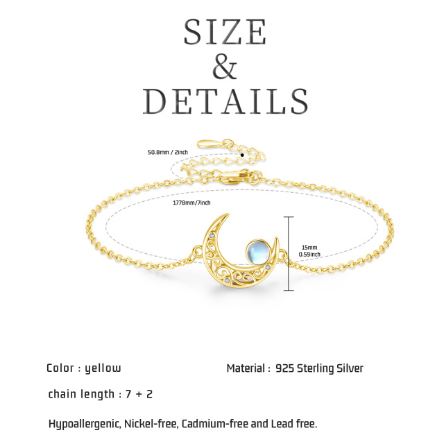 Pulsera de plata de ley con colgante de luna celta chapada en oro amarillo para mujer-5