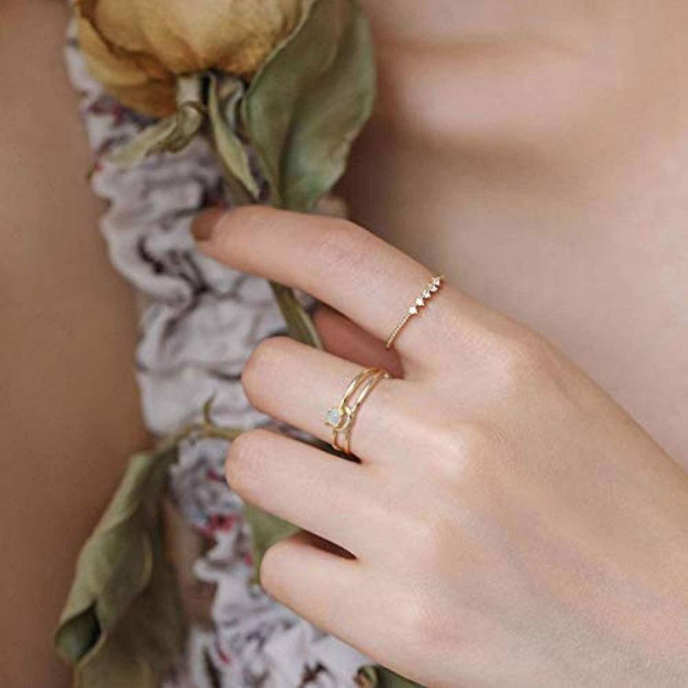 Sterling Silver with Yellow Gold Plated Moonstone Round/Spherical Stackable Ring-2