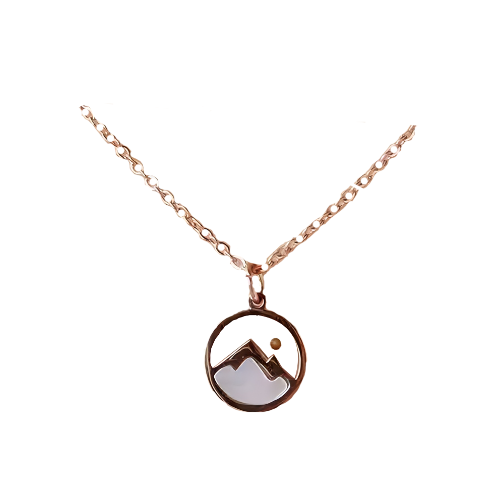 Sterling Silver with Yellow Gold Plated Mother Of Pearl Mountains & Mustard Seeds Pendant Necklace-3