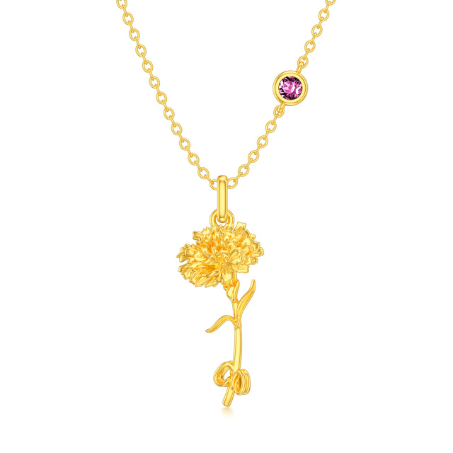 Collana in argento sterling con placcatura in oro giallo con fiori di calendula del mese d-1