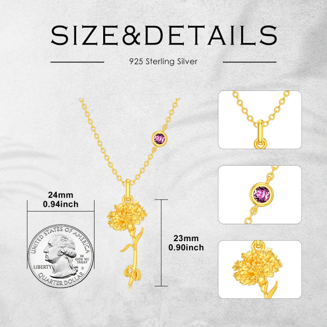 Sterling Silver with Yellow Gold Plated October Birthstone Flower Marigold Necklace-5