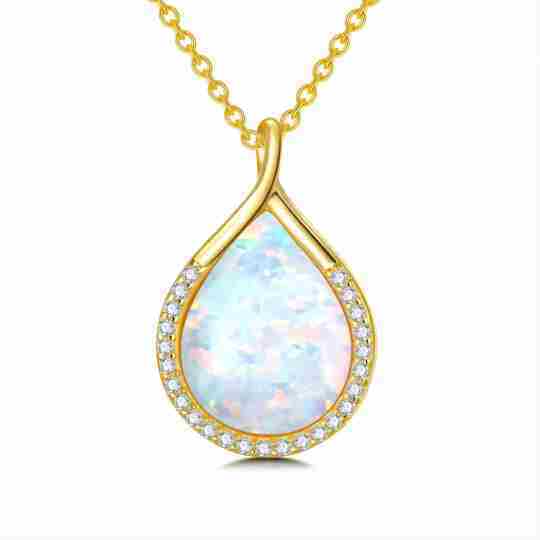 Sterling Silver with Yellow Gold Plated Opal Pendant Necklace