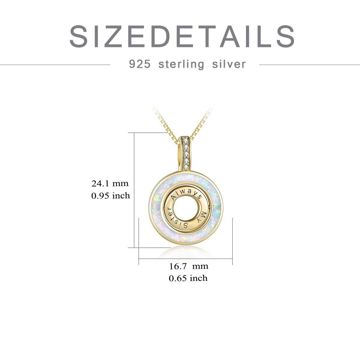 Sterling Silver with Yellow Gold Plated Opal Round Rotate Spinner Necklace for Sisters-5