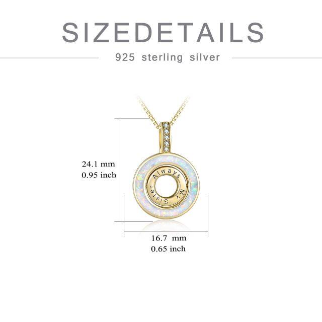 Sterling Silver with Yellow Gold Plated Opal Round Rotate Spinner Necklace for Sisters-5