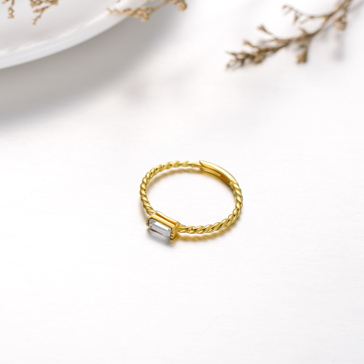 Sterling Silver with Yellow Gold Plated Open Ring-3