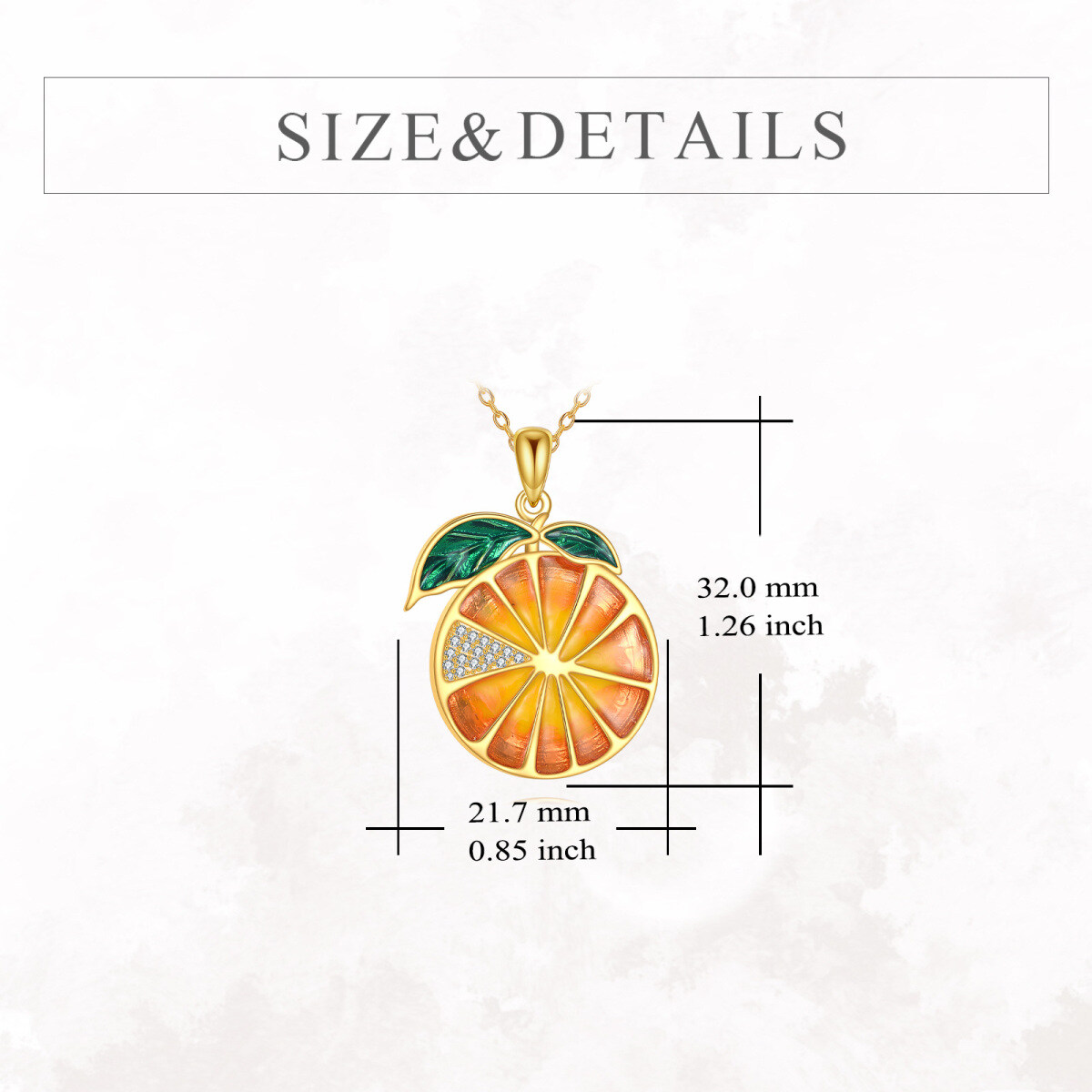 Colar com pendente laranja de zircónia cúbica banhado a ouro amarelo e prata de lei-6