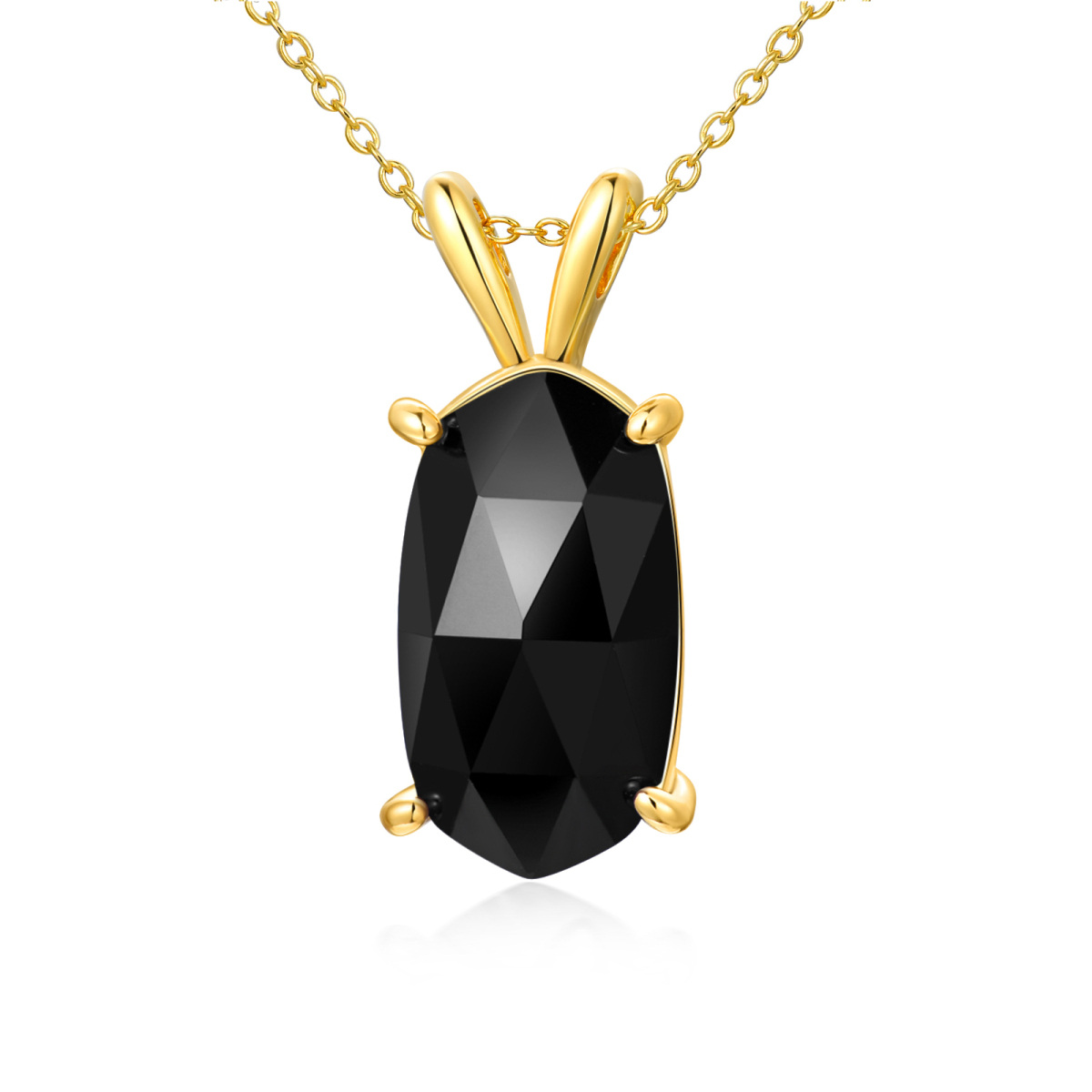 Gold Vermeil Oval Agate Pendant Necklace for Women-1