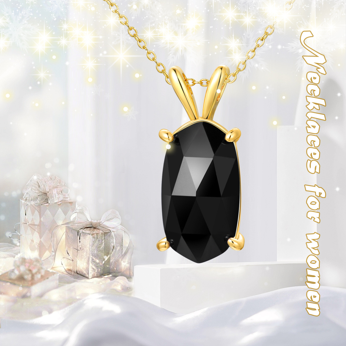 Gold Vermeil Oval Agate Pendant Necklace for Women-4