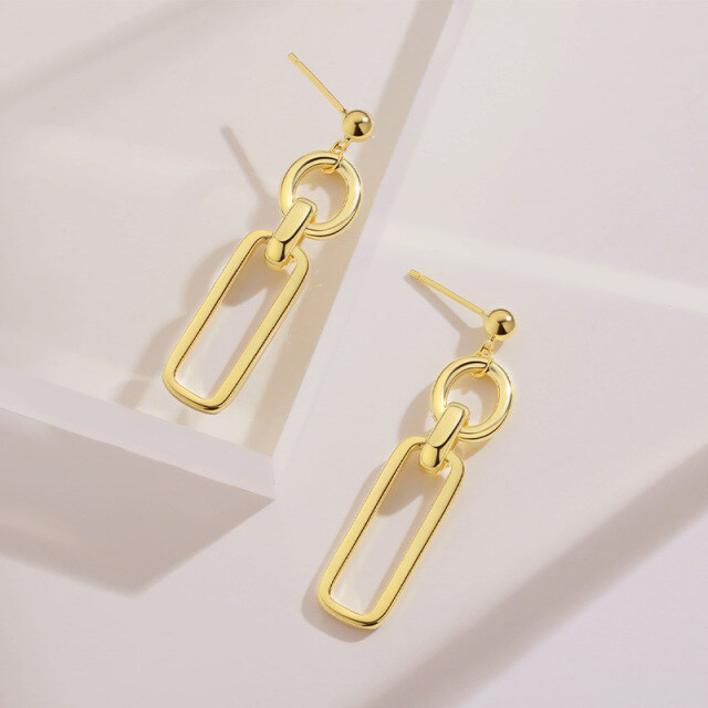 Boucles d'oreilles en argent sterling avec trombones et pendants ronds plaqués or jaune-6