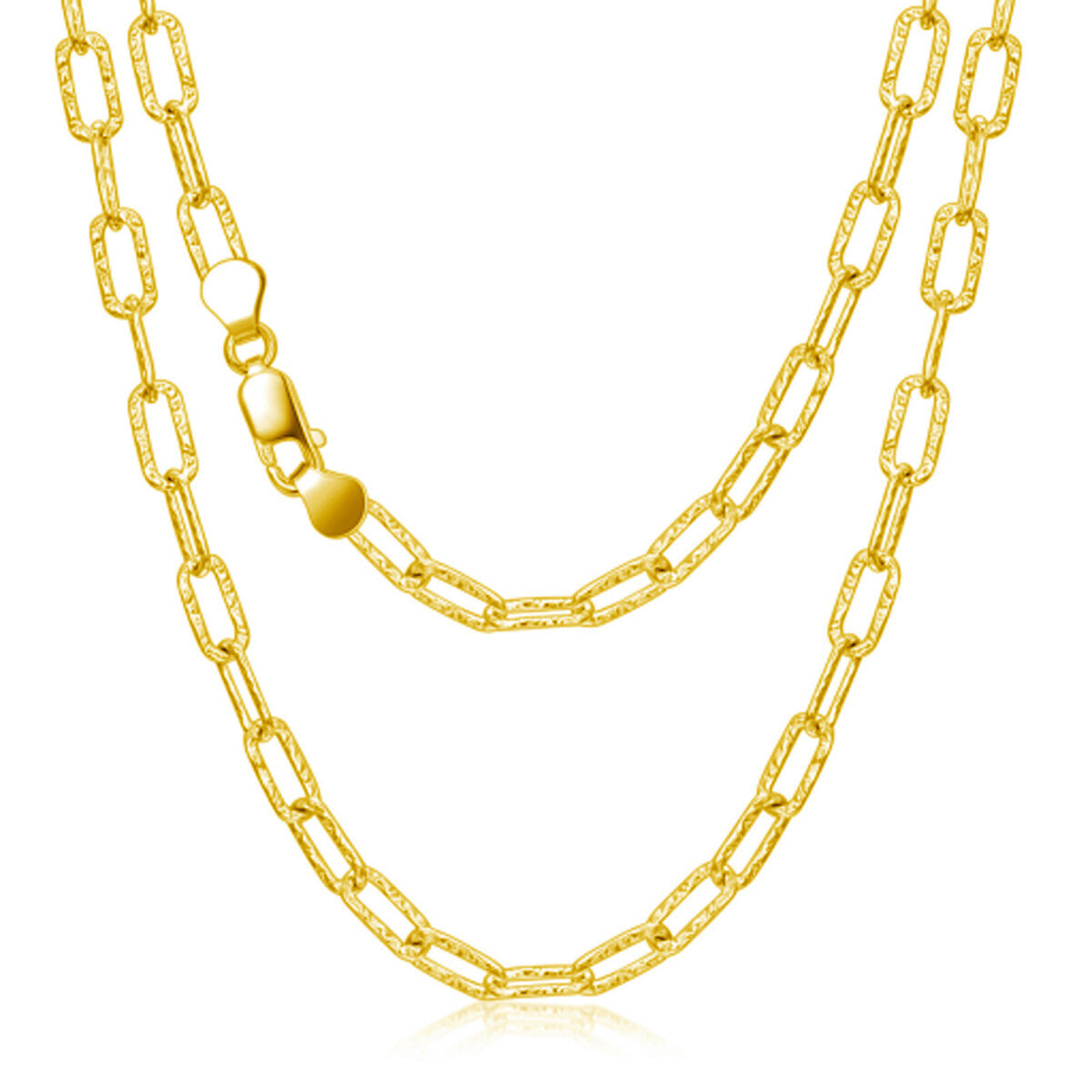 Collier chaîne en argent sterling avec trombone plaqué or jaune-1