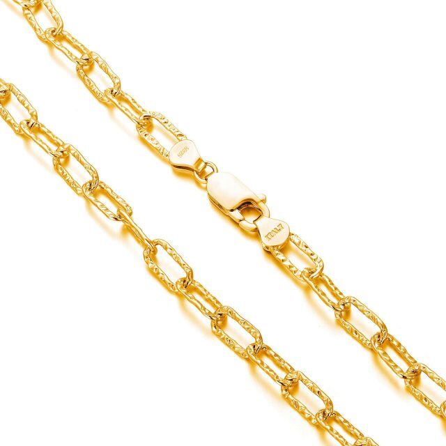 Sterling Silver with Yellow Gold Plated Paperclip Chain Necklace-3