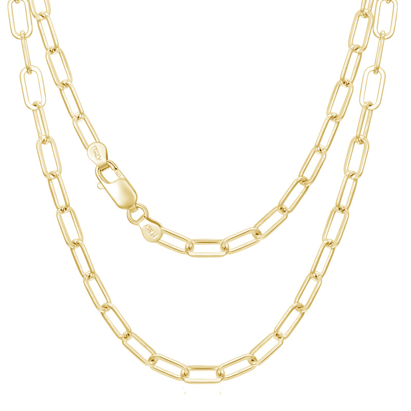 Collier en argent sterling et chaîne à trombones plaquée or jaune