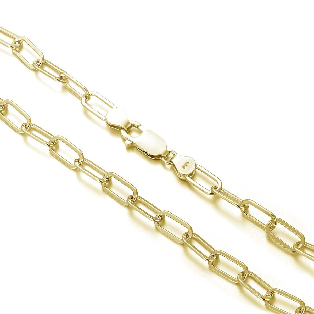 Sterling Silver with Yellow Gold Plated Paperclip Chain Necklace-5