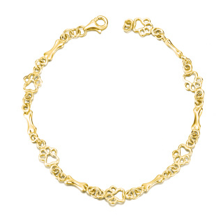 Sterling Silver with Yellow Gold Plated Paw Chain Bracelet-59