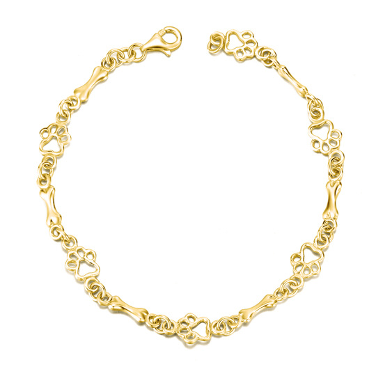 Sterling Silver with Yellow Gold Plated Paw Chain Bracelet