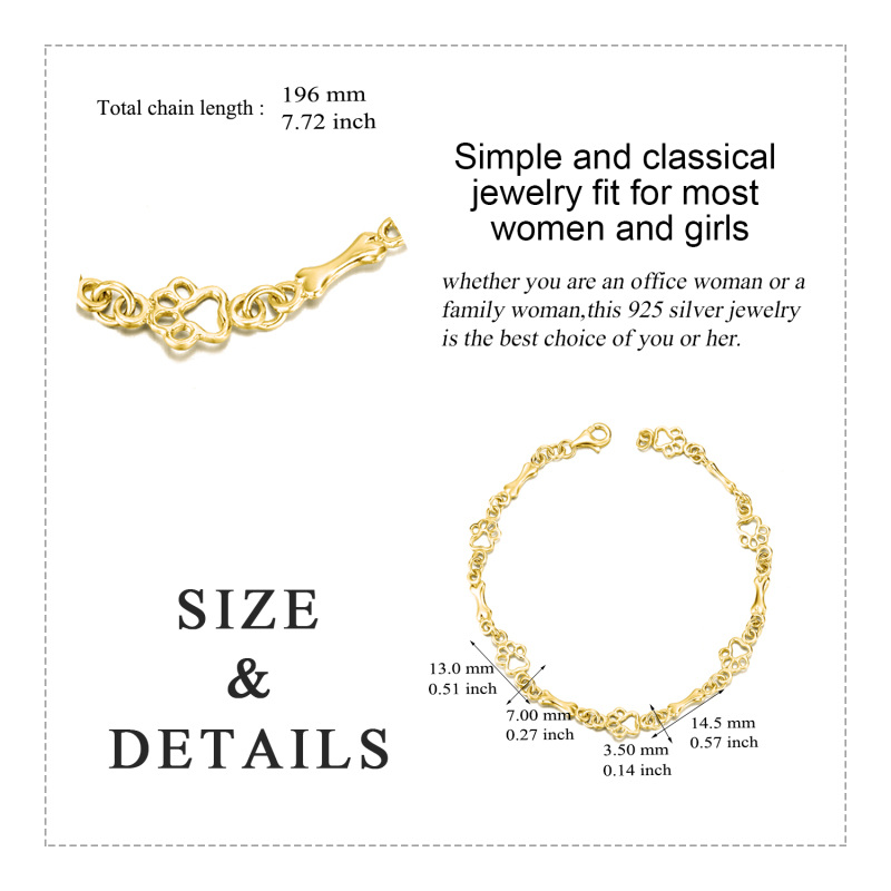 Sterling zilver met geelgoud vergulde ketting armband-5