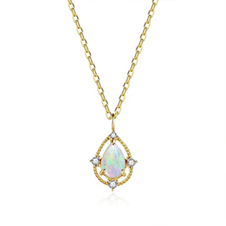 Sterling Silver with Yellow Gold Plated Pear Shaped Opal Drop Shape Pendant Necklace-27