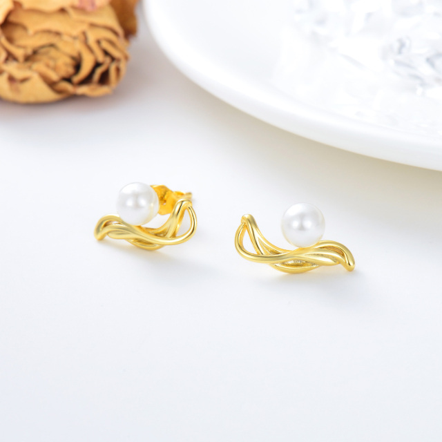 Boucles d'oreilles en argent sterling et perles plaquées or jaune-3