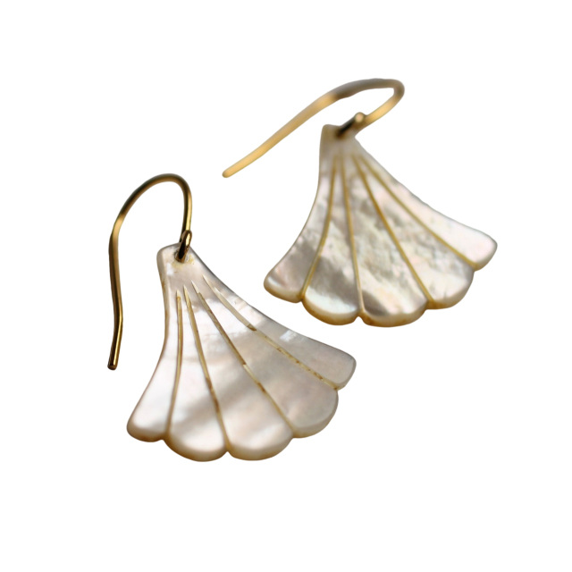 Sterling Silver with Yellow Gold Plated Pearl Leaves Drop Earrings-1