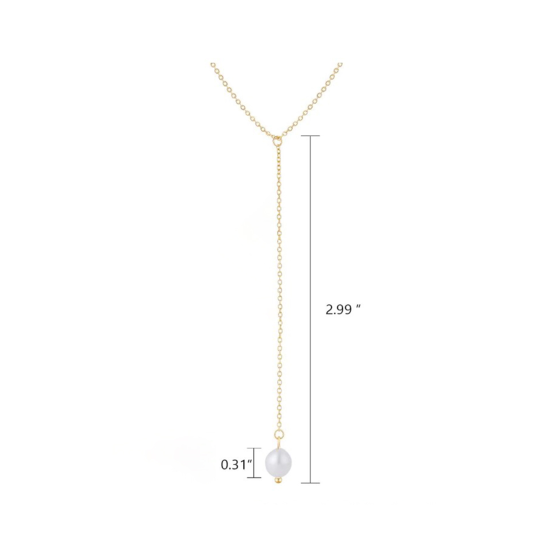 Collana a Y non regolabile in argento 925 con perle placcate oro giallo