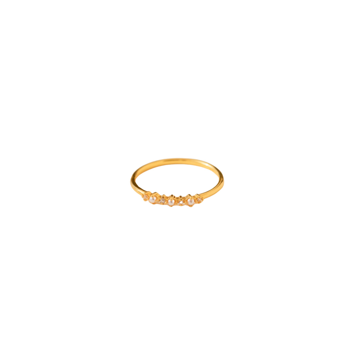 Sterling Silver with Yellow Gold Plated Pearl Ring-1