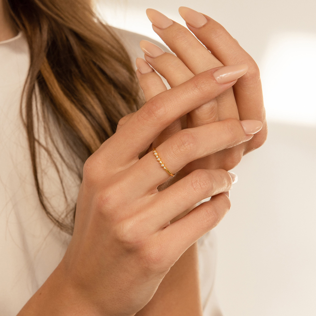 Sterling Silver with Yellow Gold Plated Pearl Ring-2