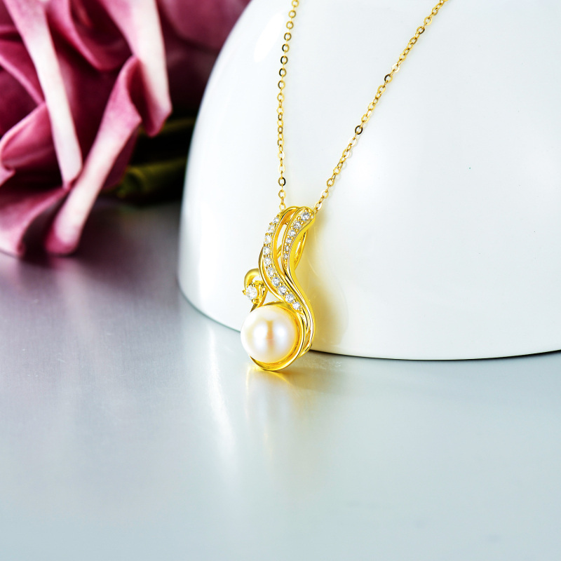 Naszyjnik srebrny z pozłacaną perłą w sprayu-3