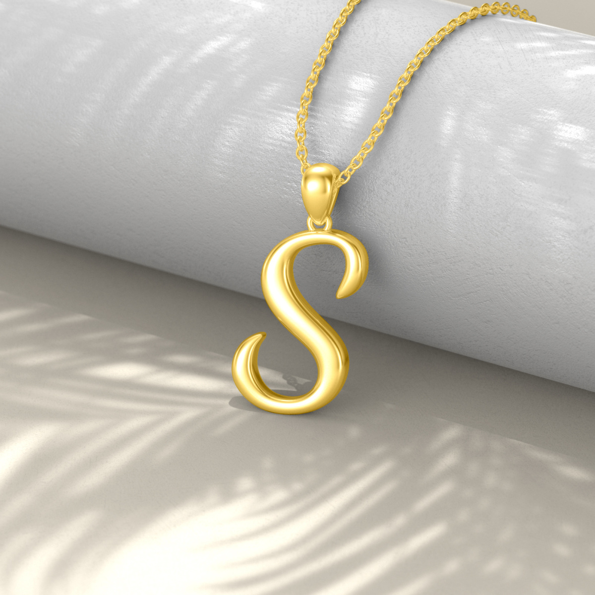 Sterling Silver with Yellow Gold Plated Pendant Necklace with Initial Letter S-3