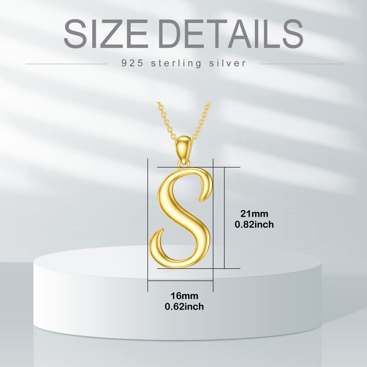 Sterling Silver with Yellow Gold Plated Pendant Necklace with Initial Letter S-5