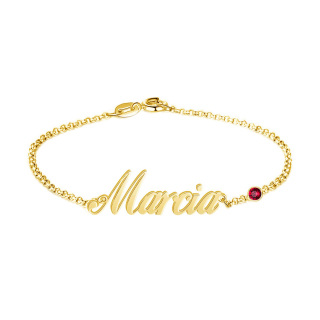 Sterling Silver With Gold Plated Personalized Birthstone With Personalized Classic Name Charm Bracelet-13